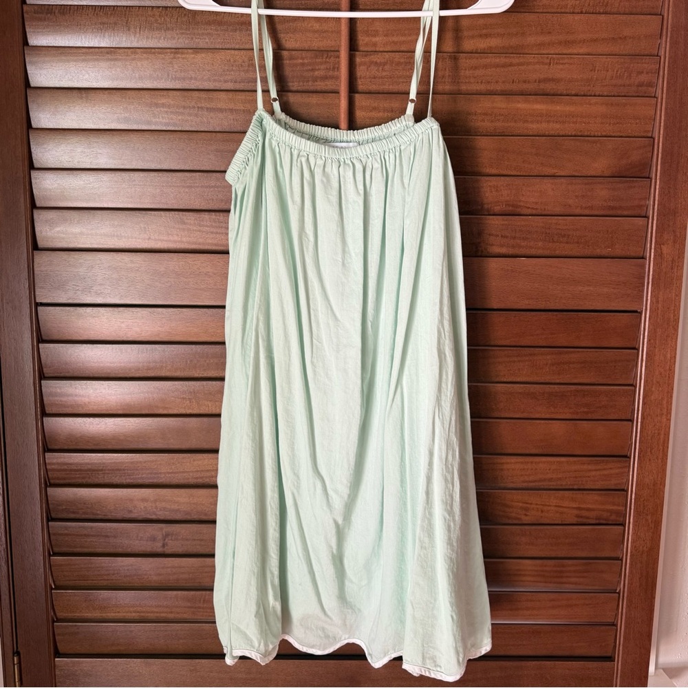 LAKE pajamas Wave Mint Green Spaghetti Strap Mini Dress scalloped edge